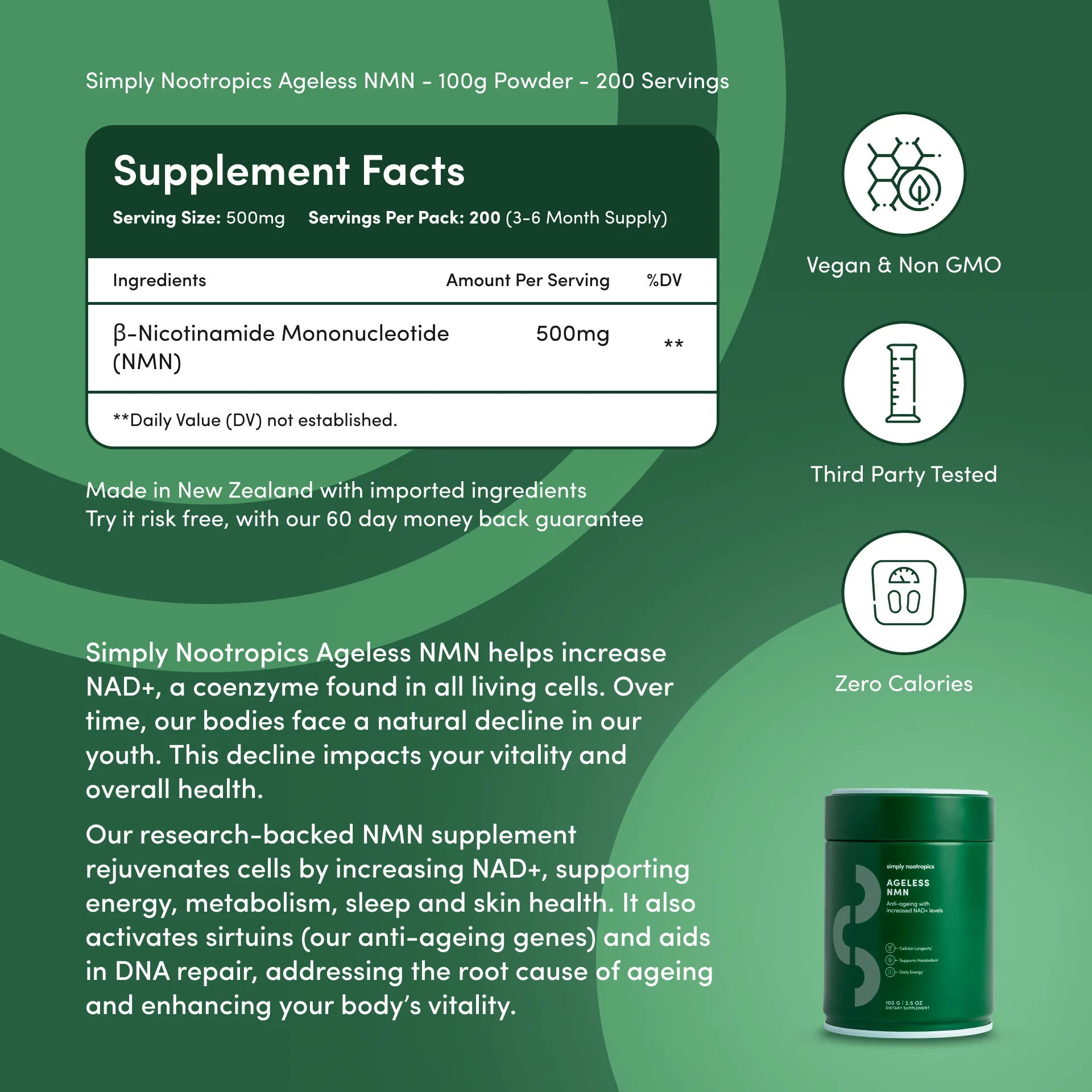 NMN Powder (3-Month Supply) NAD+ Booster - Image 3